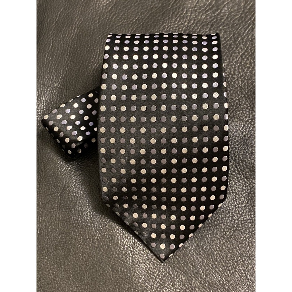 Stafford Men's Necktie Silk Black/Silver Polka dot Work /Special Event Statement